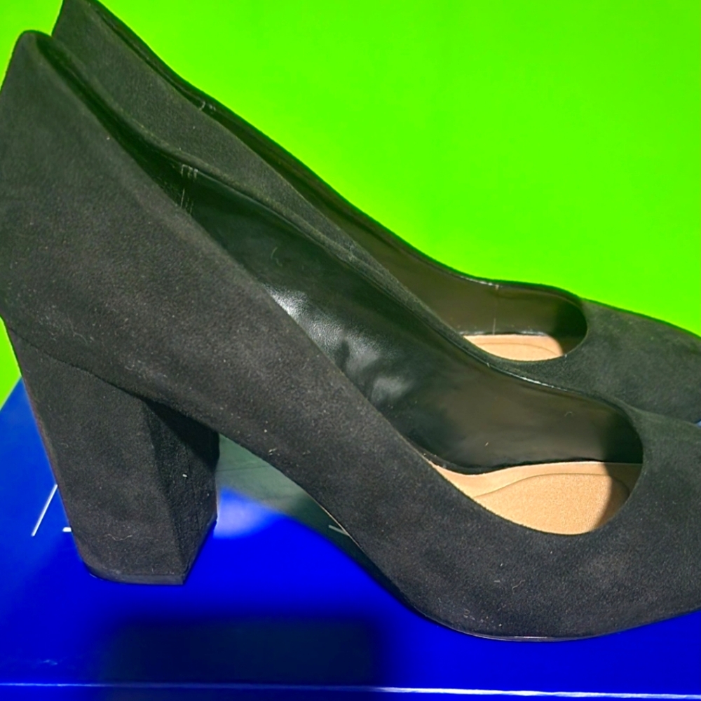 Black suede heels